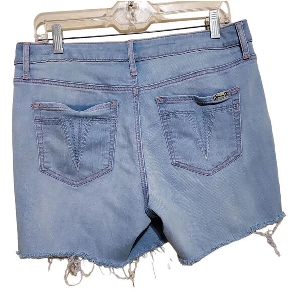 Seven7 Blue Distress Jeans Short Sz  8 - Picture 2 of 8